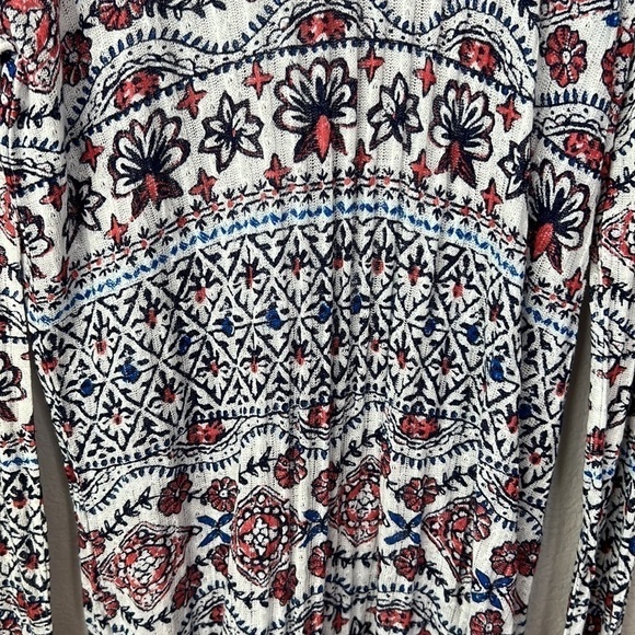 Lucky Geometric Gauze Mock Turtleneck Long Sleeve Tunic Top Size L - Picture 4 of 11